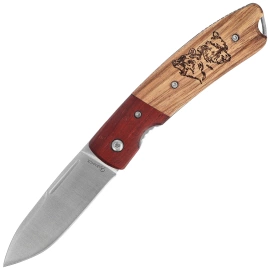 Martinez Albainox Bear Hunting Knife Zebra Wood, Satin 3Cr13MoV (25079GR622)