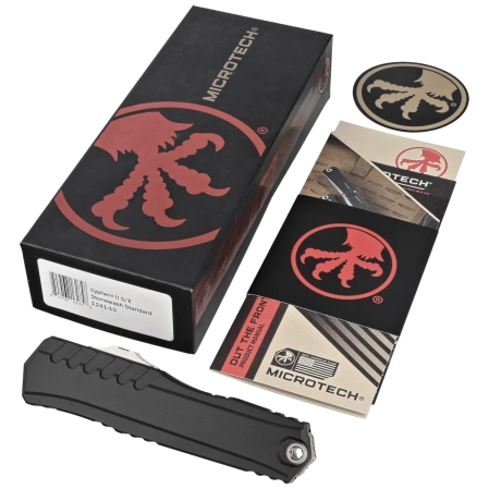 Microtech Cypher II S/E OTF Knife Black Aluminum, Stonewashed M390MK by Deryk Munroe and Tony Marfione (1241-10)