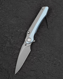 Bestech Wet Nellie Knife Blue/Gray Titanium, Stonewashed MagnaCut by Kombou (BT2505A)