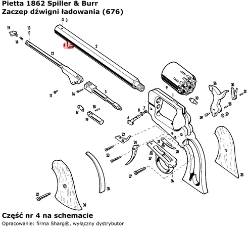 Zaczep dźwigni ładowania Pietta Colt 1851, Colt 1860, Colt 1861 (676)