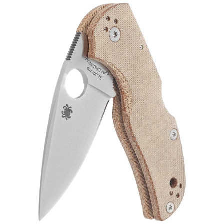 Spyderco Native 5 Knife Brown Canvas Micarta, Satin CPM Cru-Wear by Sal Glesser (C41MPCW5)