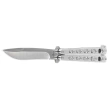Third Decor Habitat Balisong Silver Stainless Steel, Satin 420 Butterfly Knife (K2919B)