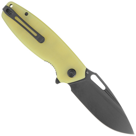 Kubey Knife Tityus Translucent Yellow G10, Dark Stonewashed D2 (KU322G)