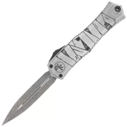 Microtech Hera II Mini D/E Signature Halloween Mummy Wrap Aluminum, Satin M390MK OTF Knife by Tony and Sean Marfione (1702M-1HWMYS)