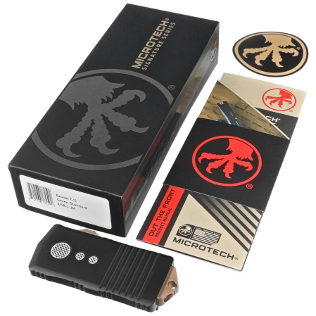 Nóż automatyczny OTF Microtech Exocet T/E Jedi Master Black Aluminium, Green M390 by Tony Marfione (158-1JM)