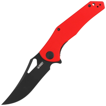 Kubey Knife Phemius Red G10, Black Stonewashed 14C28N (KU149F)