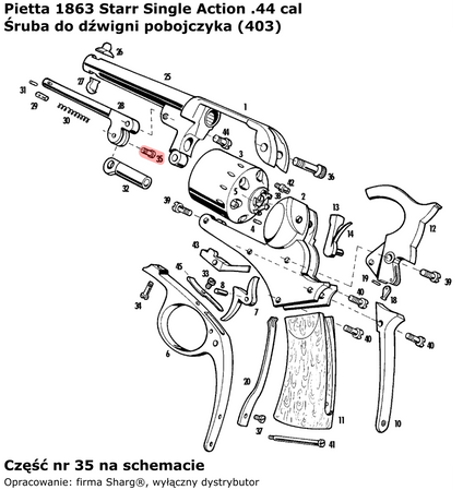 Śruba do dźwigni pobojczyka Colt Navy 1851, Starr 1858, Starr 1863 (403)
