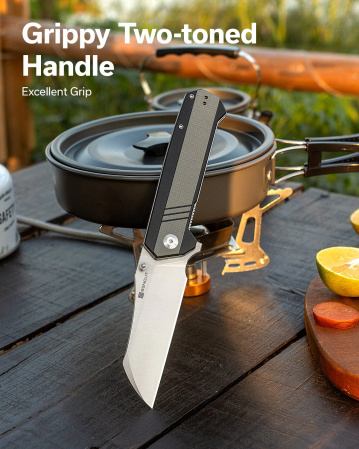 Sencut Draxor Gray/Black G10 Knife, Satin 9Cr18MoV (S24035-3)