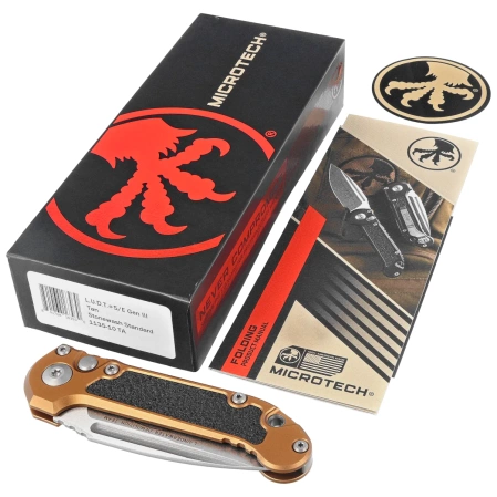 Nóż automatyczny Microtech LUDT Gen III S/E Tan Aluminum, Stonewashed M390MK by Tony Marfione (1135-10TA)