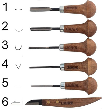 Zestaw dłut, noży rzeźbiarskich Narex Profi 6szt (868500)