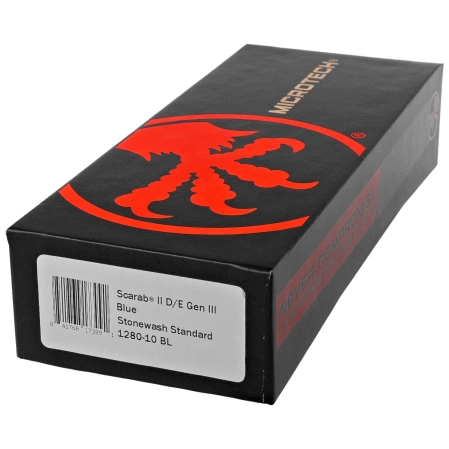 Nóż automatyczny OTF Microtech Scarab II Gen III D/E Blue Aluminium, Stonewashed M390MK by Tony Marfione (1280-10BL)