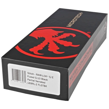 Microtech Stitch Ram-Lok S/E Knife Black Fluted G10, Black P/S M390MK by Borka Blades and Tony Marfione (169RL-2FLGTBK)