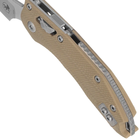 Nóż składany Microtech Stitch Ram-Lok S/E Tan Fluted G10, Stonewashed M390MK by Borka Blades and Tony Marfione (169RL-10FLGTTA)