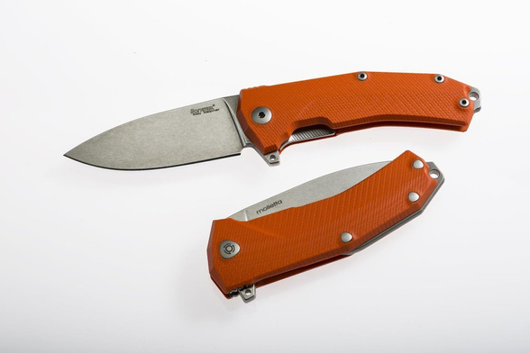 Nóż składany LionSteel KUR G10 Orange, Stonewashed Sleipner by Molletta (KUR OR)