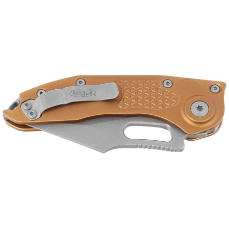 Microtech Stitch-A S/E Automatic Knives Tan Aluminum, Apocalyptic M390 by Borka Blades and Tony Marfione (169-10APTA)