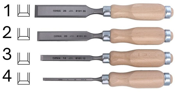 Narex Profi chisel set with side chamfer 6, 12, 20, 26 (863010)