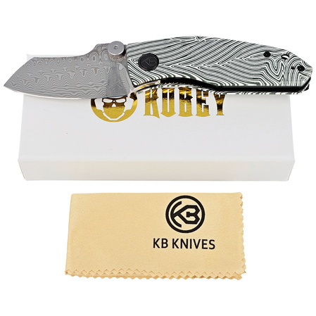 Kubey Knife Monsterdog White/Green G10, Damascus by Dmitry Osarenko (KU337E)