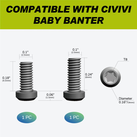 Klips i zestaw śrub Civivi Black Titanium do Civivi Baby Banter (T003B)