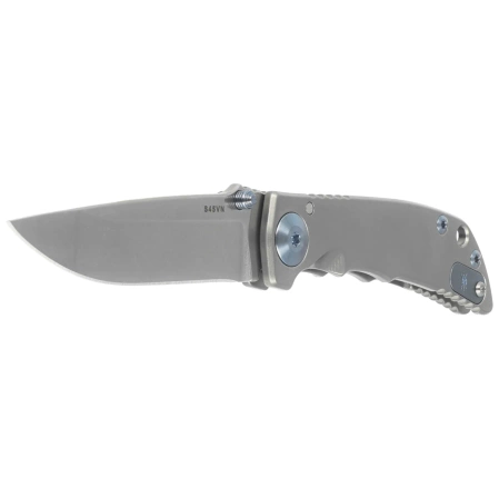 Spartan Blades Harsey Folder 3.25 Gray Titanium, Blue HW, Stonewashed CPM S45VN by William W. Harsey (SF10SWBL)