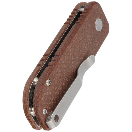 Nóż składany BlackFox NU-Bowie Brown Burlap Micarta, Coarse Stone Washed D2 by Keanu Alfaro (BF-758-MIB)