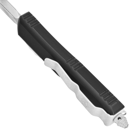 Microtech UTX-85 D/E Steamboat Willie Signature Black Aluminium, Antique White M390 OTF knife (232-1SB)