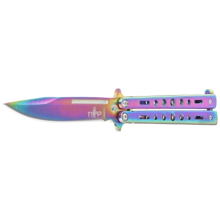 Nóż motylkowy Third Decor Habitat Balisong Rainbow Stainless Steel, Rainbow 420 (K2099)