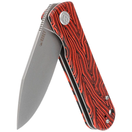 Kubey Knife NEO Red / Black Damascus G10, Beadblasted AUS-10 by Keanu Alfaro (KU371E)