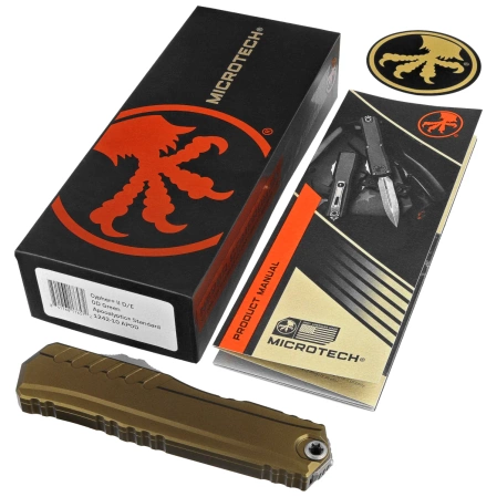 Microtech Cypher II D/E OTF Knife OD Green Aluminum, Apocalyptic M390MK by Deryk Munroe and Tony Marfione (1242-10APOD)