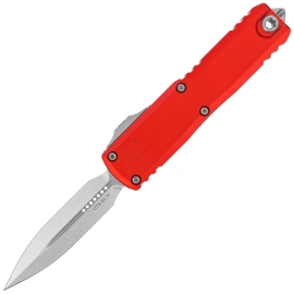 Microtech UTX-85 Gen IV D/E OTF Knife Red Aluminum, Stonewashed M390MK by Tony Marfione (12324-10RD)