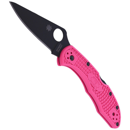Spyderco Delica 4 FRN Pink, Black Blade Plain CPMS30V knife (C11FPPNS30VBK)