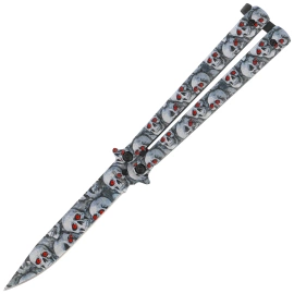 Nóż składany motylek Martinez Albainox Balisong 3D Skulls Printed Steel, 3D Skulls Printed 3Cr13Mov (02220)