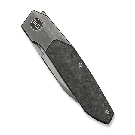 WeKnife Brr15 Gray Titanium/Shredded Carbon Fiber, Polished Gray M390 by Rafal Brzeski (WE24007-3)