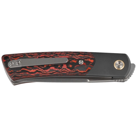 Nóż składany Reate Tribute Titanium/Zirconium/Lava Flow Fat Carbon, Hand Satin M390 (TBT.LAF.SAT)