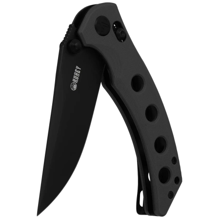 Kubey Hound Knife Black G10, Blackwashed 14C28N by Maksim Tkachuk (KU172B)